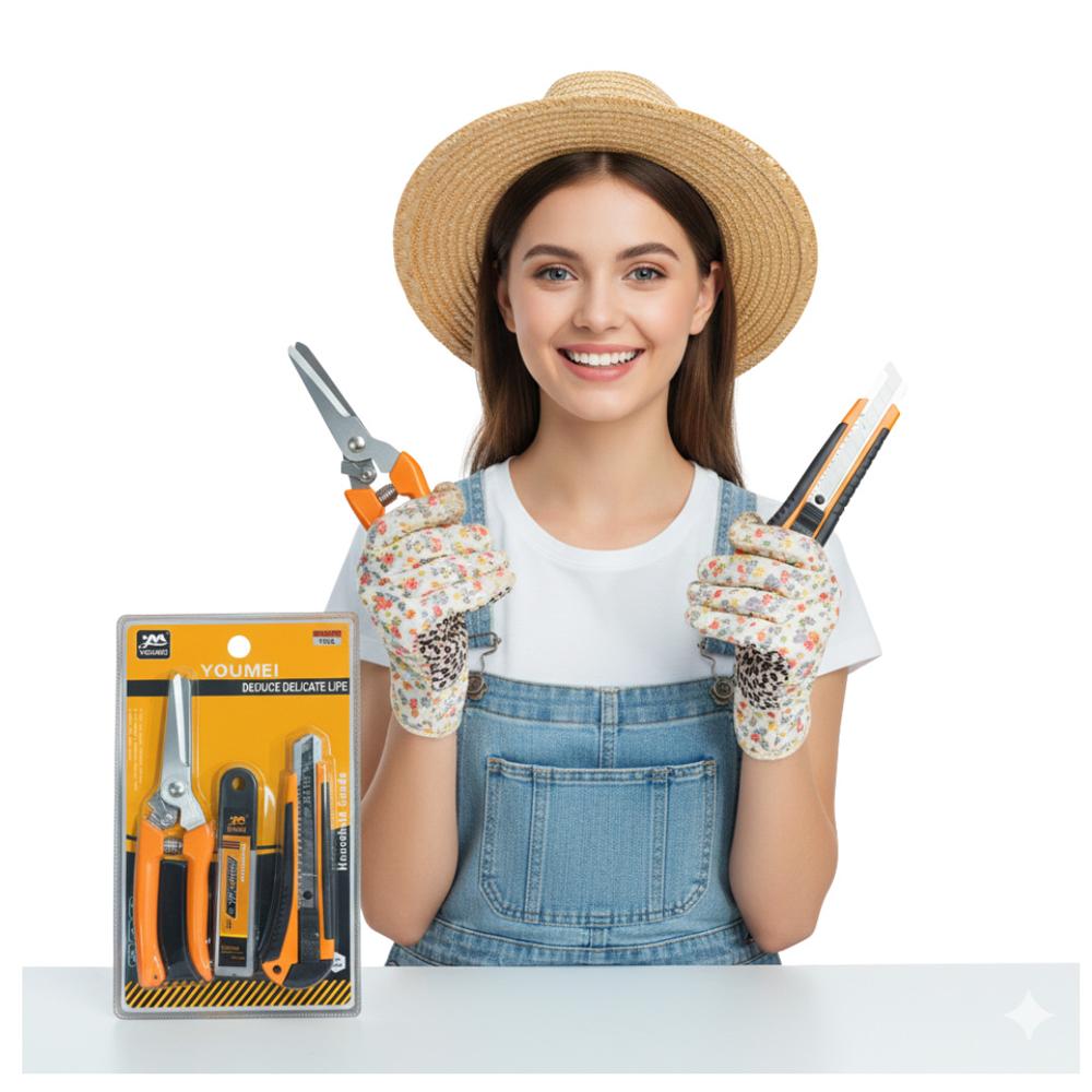 Kit de Tijeras para Podar  Youmei Jardinería 3 Pcs Uso Doméstico y Profesional Cutter