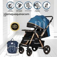 Coche Cuna TURQUIA PREMIUM con Mochila Pañalera Blue