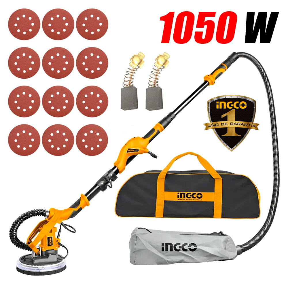 Lijadora Industrial Pared Techo Drywall Paneles Yeso 225mm Ingco DWS10501 1050W Linea Pesada