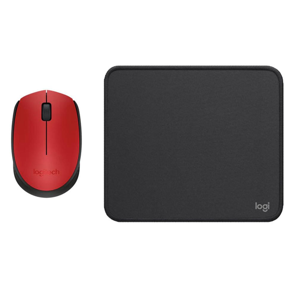 COMBO LOGITECH MOUSE M170 ROJO PAD MOUSE 200x230 NEGRO