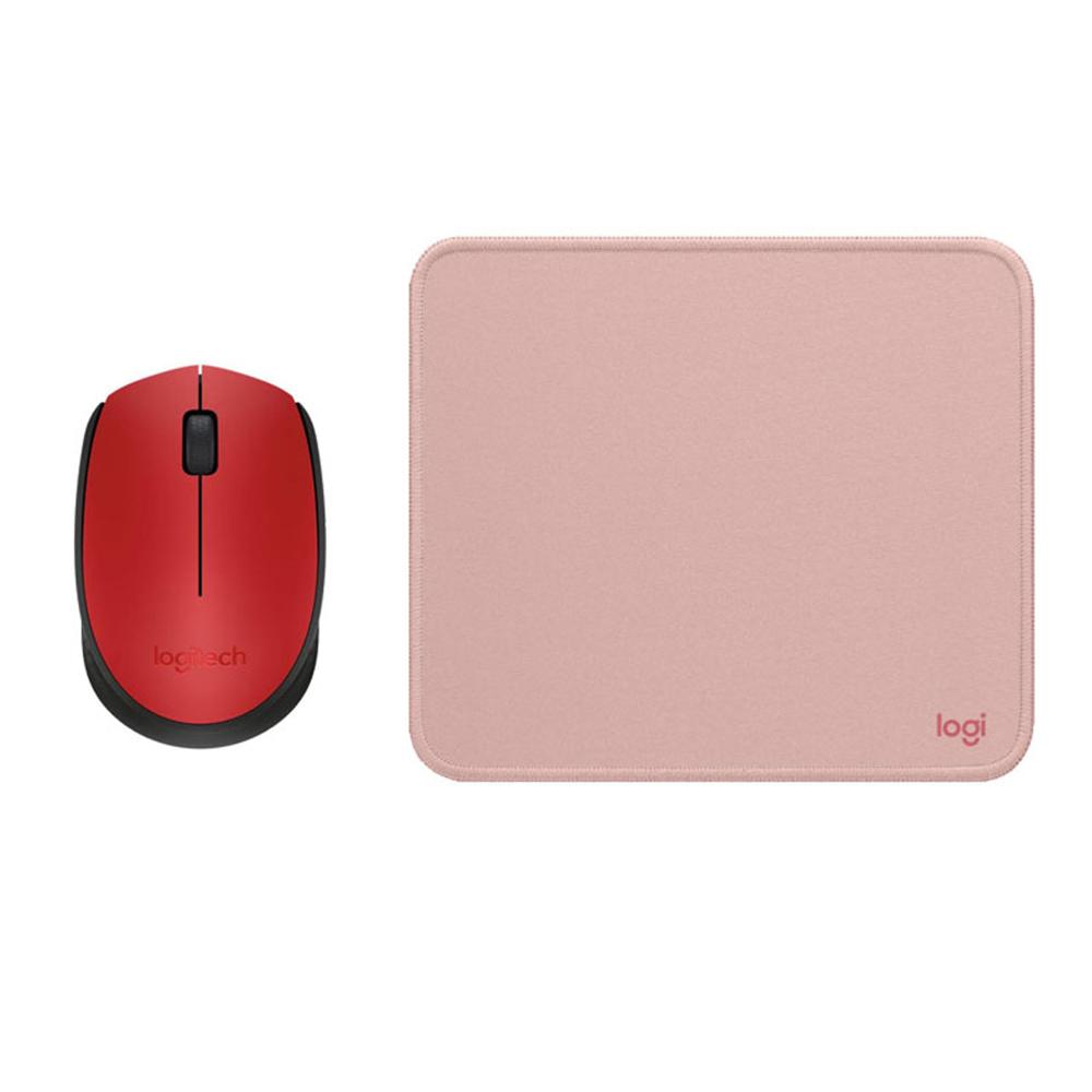 COMBO LOGITECH MOUSE M170 ROJO PAD MOUSE 200x230 ROSADO