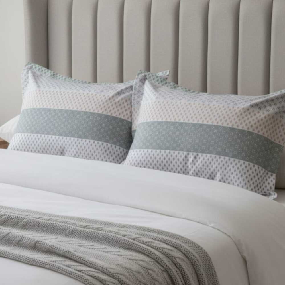 SET X 2 FUNDAS DE ALMOHADA DECORATIVA  ALGODON 132 HILOS 70 X 50 CM ELIAN AQUA FREE HOME