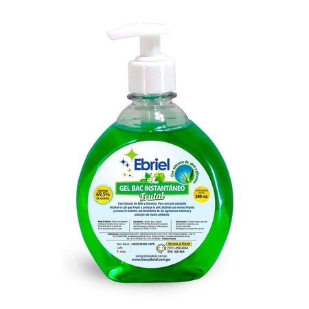 Alcohol en gel Frutal frasco 380ml Ebriel