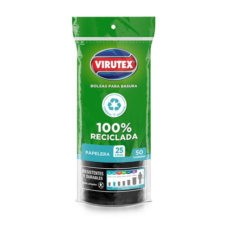 Bolsa negra de basura rollo 25l x 50 unidades Virutex
