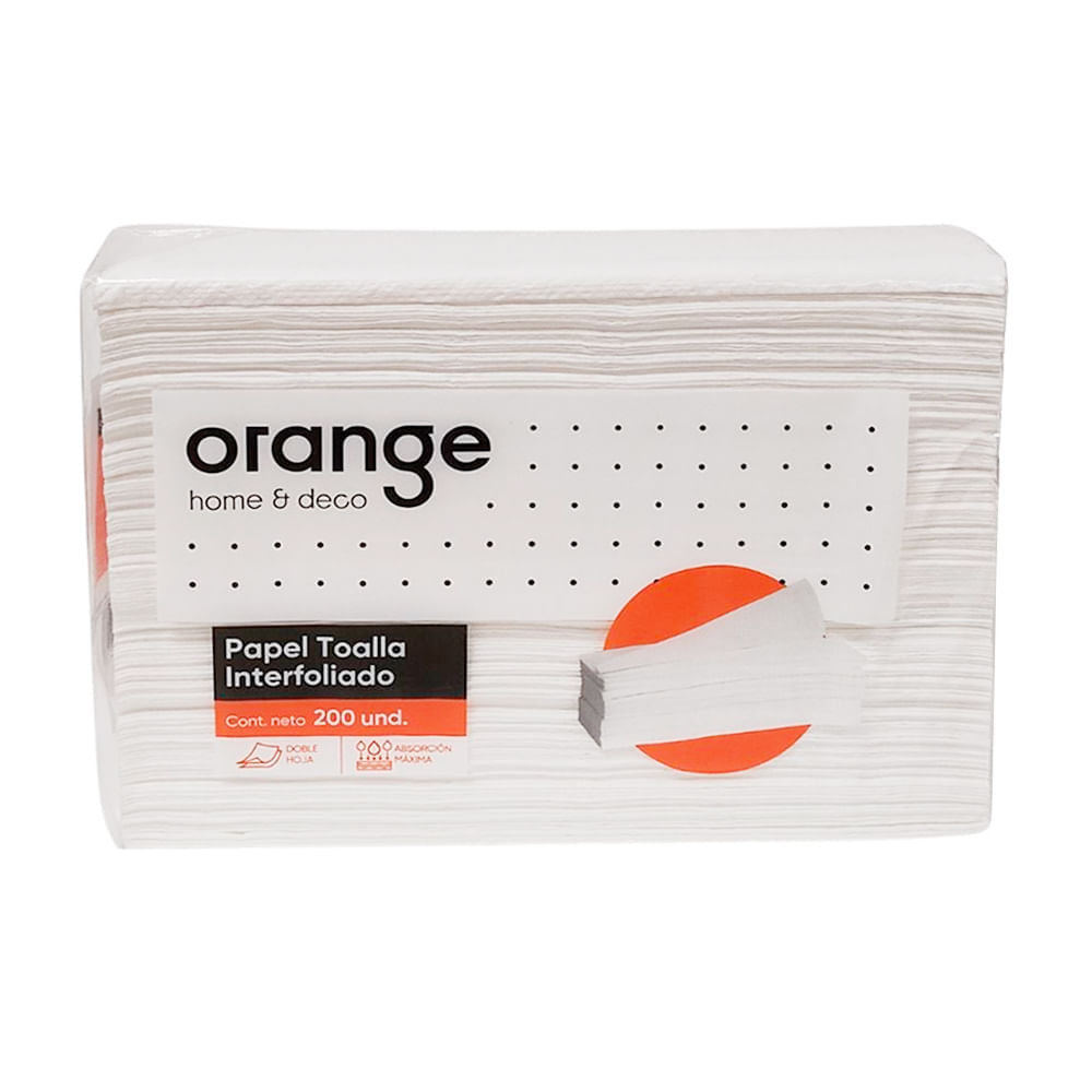 Papel Toalla Interfoleado Orange Blanco 200 Hojas