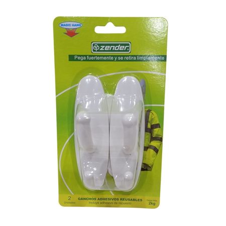 Gancho adhesivo reusable 2kg x 2 unidades Zender