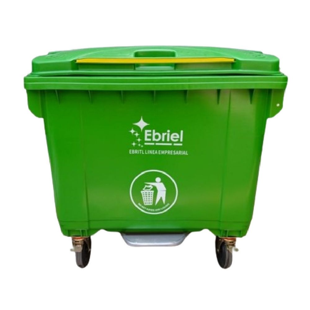 Contenedor Ebriel con pedal con 4 Ruedas 660L Verde
