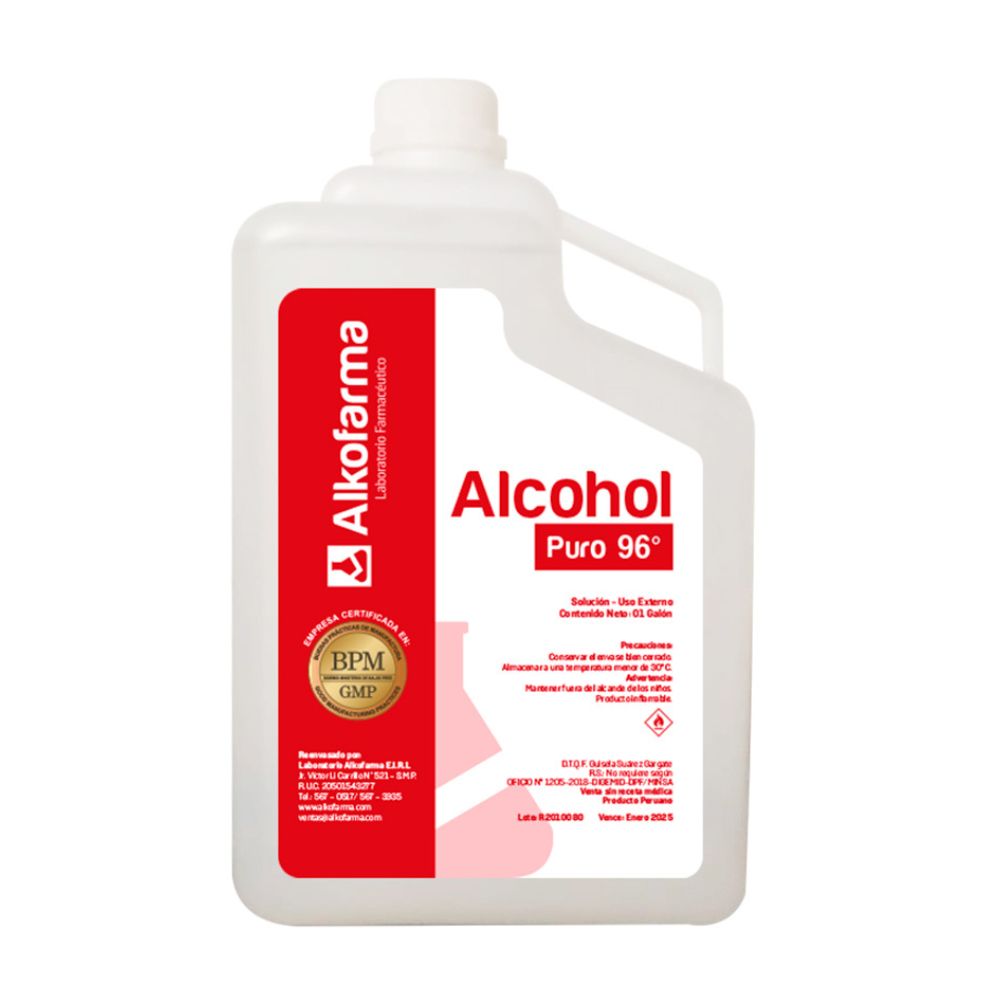 Alcohol Puro 96° 1 galon Alkofarma