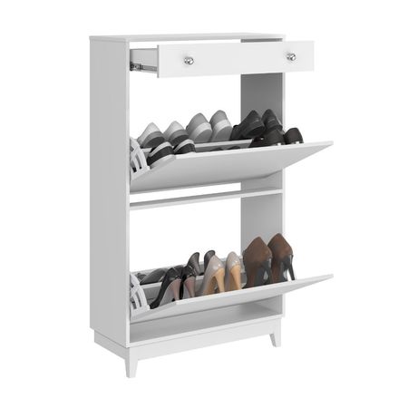 Zapatera 2 Puertas 1 Cajón MDP Blanco 75x131x30cm
