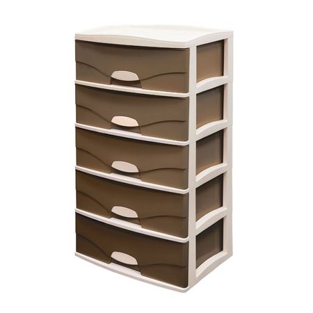 Comoda Raymi 5 Pisos Chocolate con Beige Humo Reyplast