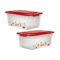 Caja Lokit #20 Navidad Transparente con Tapa Roja Polinplast