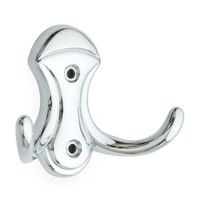 Perchero de pared Acero Doble Gancho Plata Cromado Zender