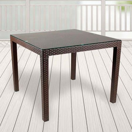 Mesa Tavarúa con vidrio 75 x 75 cm Reyplast