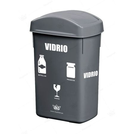Papelera rectangular 27.8 litros Vidrio Reyplast