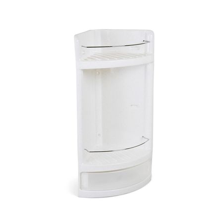 Organizador de Ducha Esquinero Reyplast Blanco Brillante con Gavetero