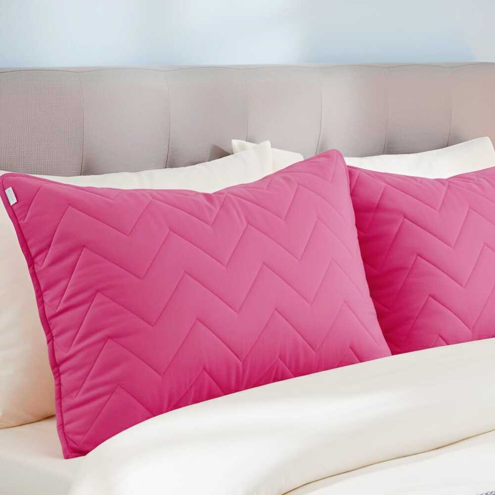 SET X 2 FUNDAS DE ALMOHADA ACOLCHADA ALGODON FUCSIA  70 X 50 CM