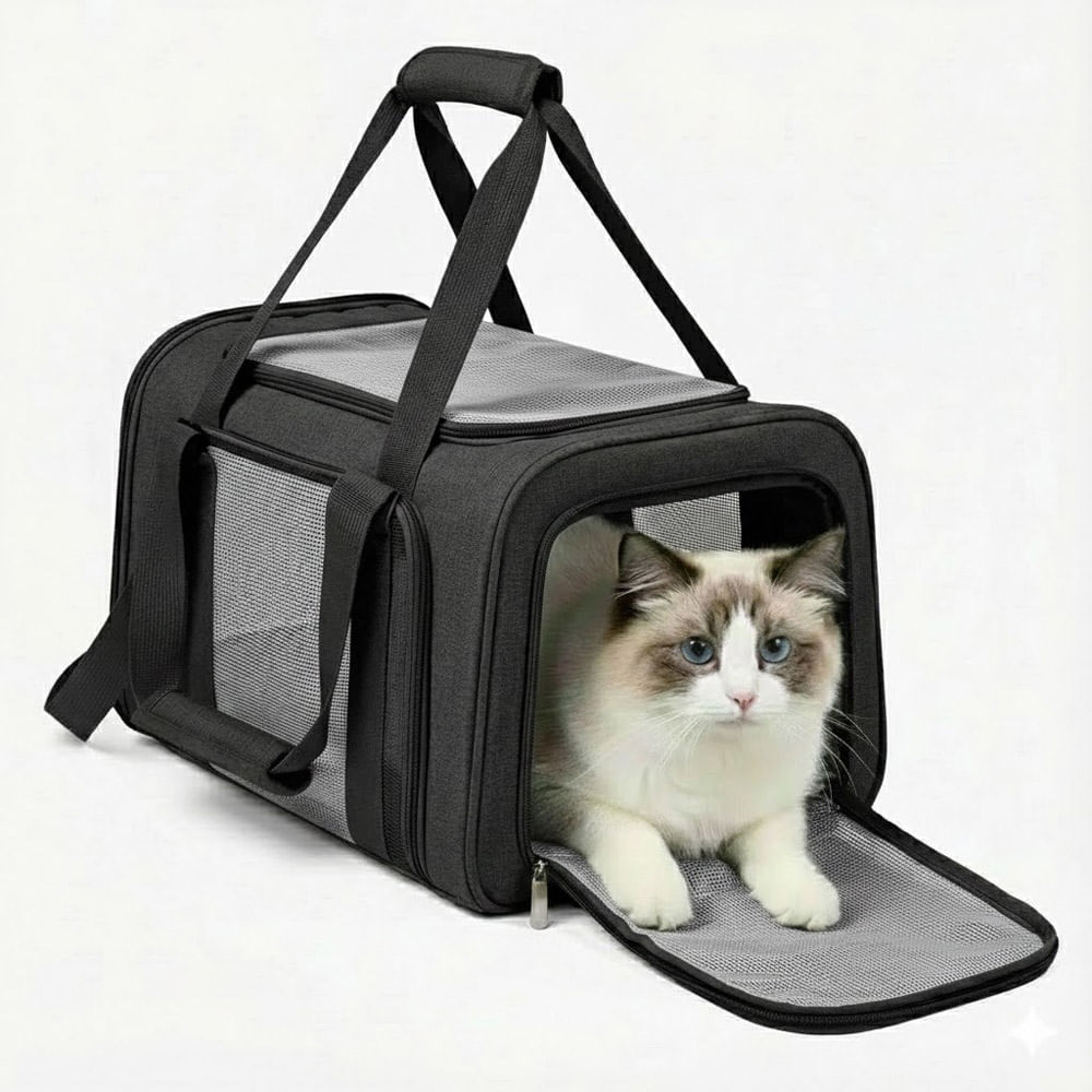 Maleta Transportador para Mascotas Gatos y Perros - Negro