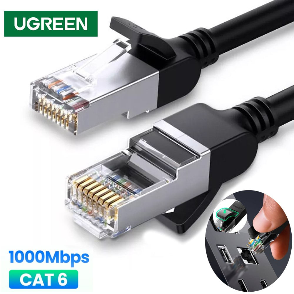 Cable de Red Cat 6 Ugreen Rj45 1Gbps 10 Metros Patch Cord Puro Cobre