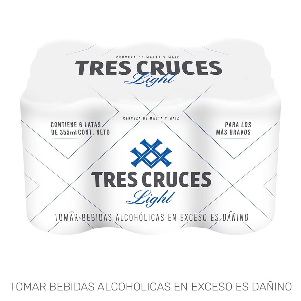 Cerveza de Malta y Maíz TRES CRUCES Light Lata 355ml Paquete 6un