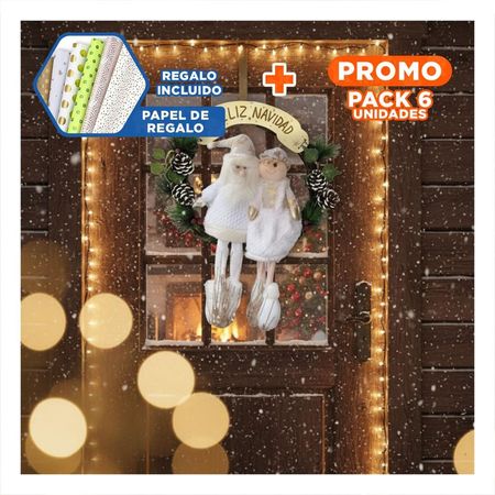 Pack6 Decoracion de Navidad en Blanco Y+Papel de Regalo