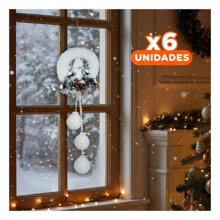 Pack6 Decoracion Muñeco Nieve en Blanco Y+Regalo Stickers