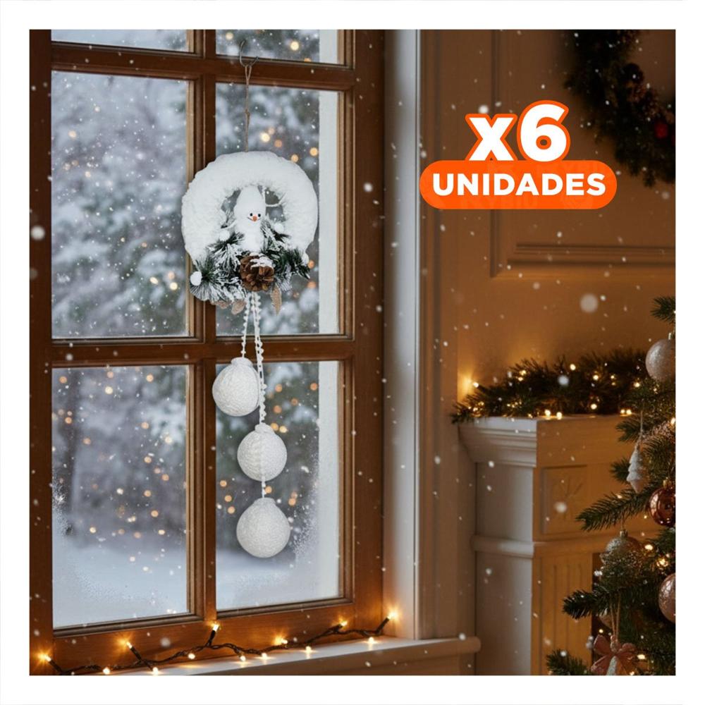 Pack6 Decoracion Muñeco Nieve en Blanco Y+Regalo Stickers