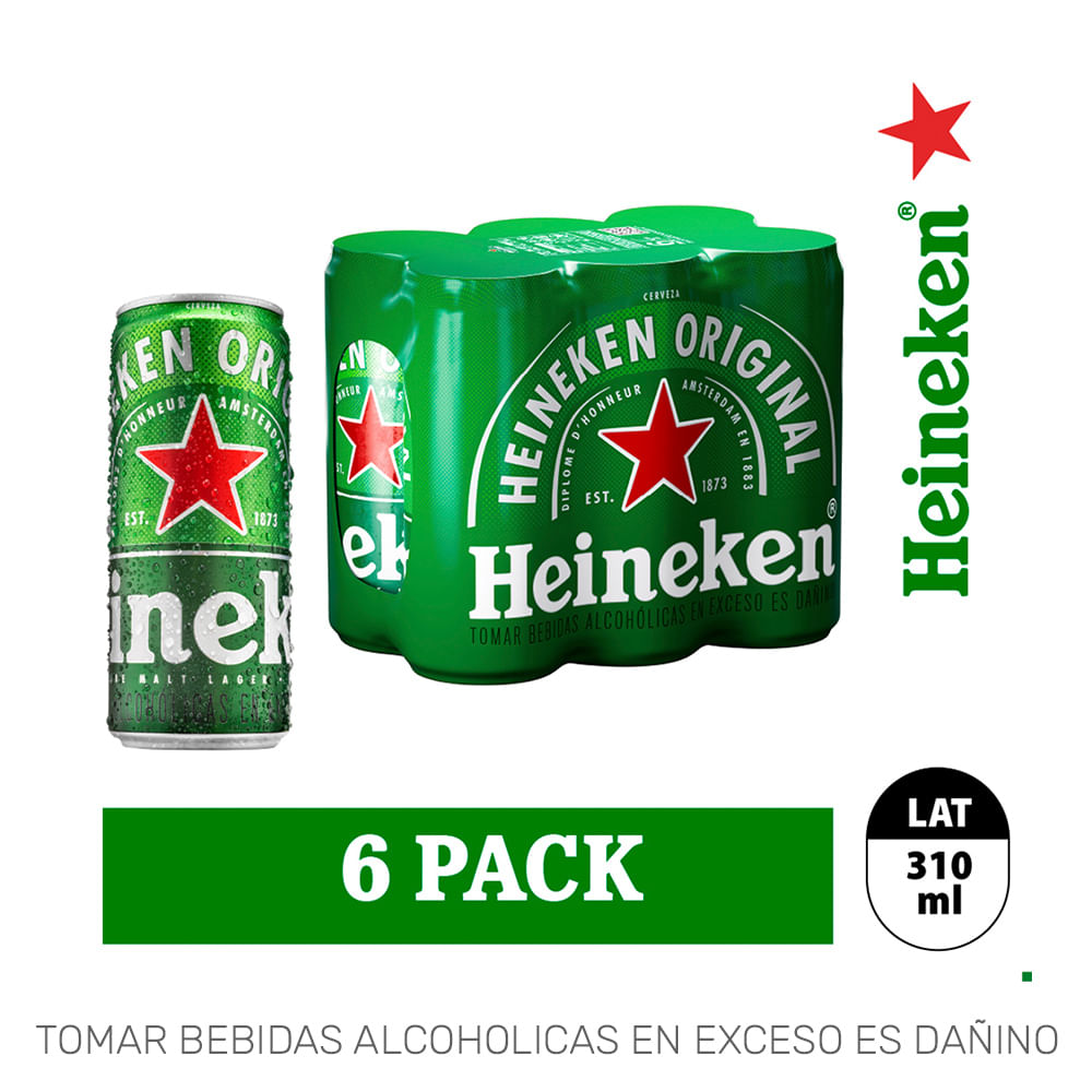 Sixpack Cerveza Heineken Lata 310ml