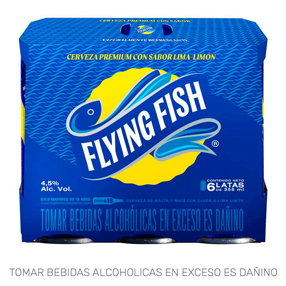 Sixpack Cerveza Flying Fish con Sabor Lima Limón Lata 355ml