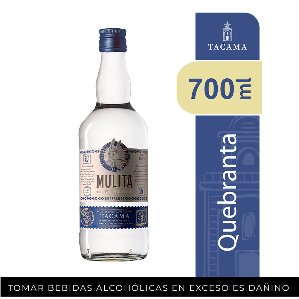Pisco Puro Quebranta Mulita Botella 700ml