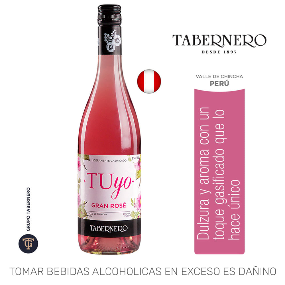 Vino Rosé TABERNERO Tuyo Semi Seco Botella 750ml
