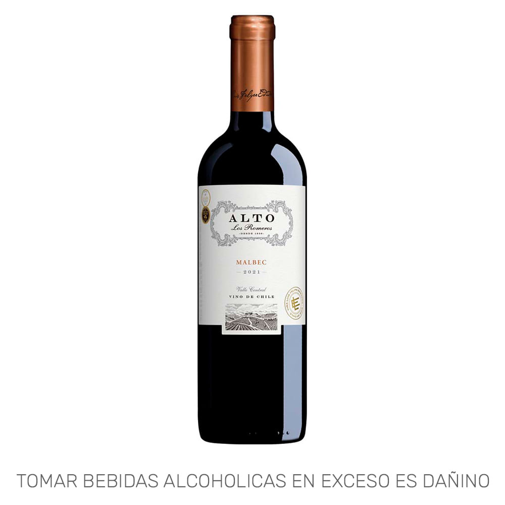 Vino Tinto ALTO LOS ROMEROS Malbec Botella 750ml