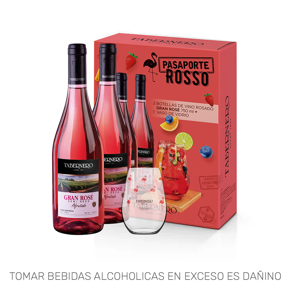 Vino Rose TABERNERO Blend Semiseco Botella 750ml Pack 2un