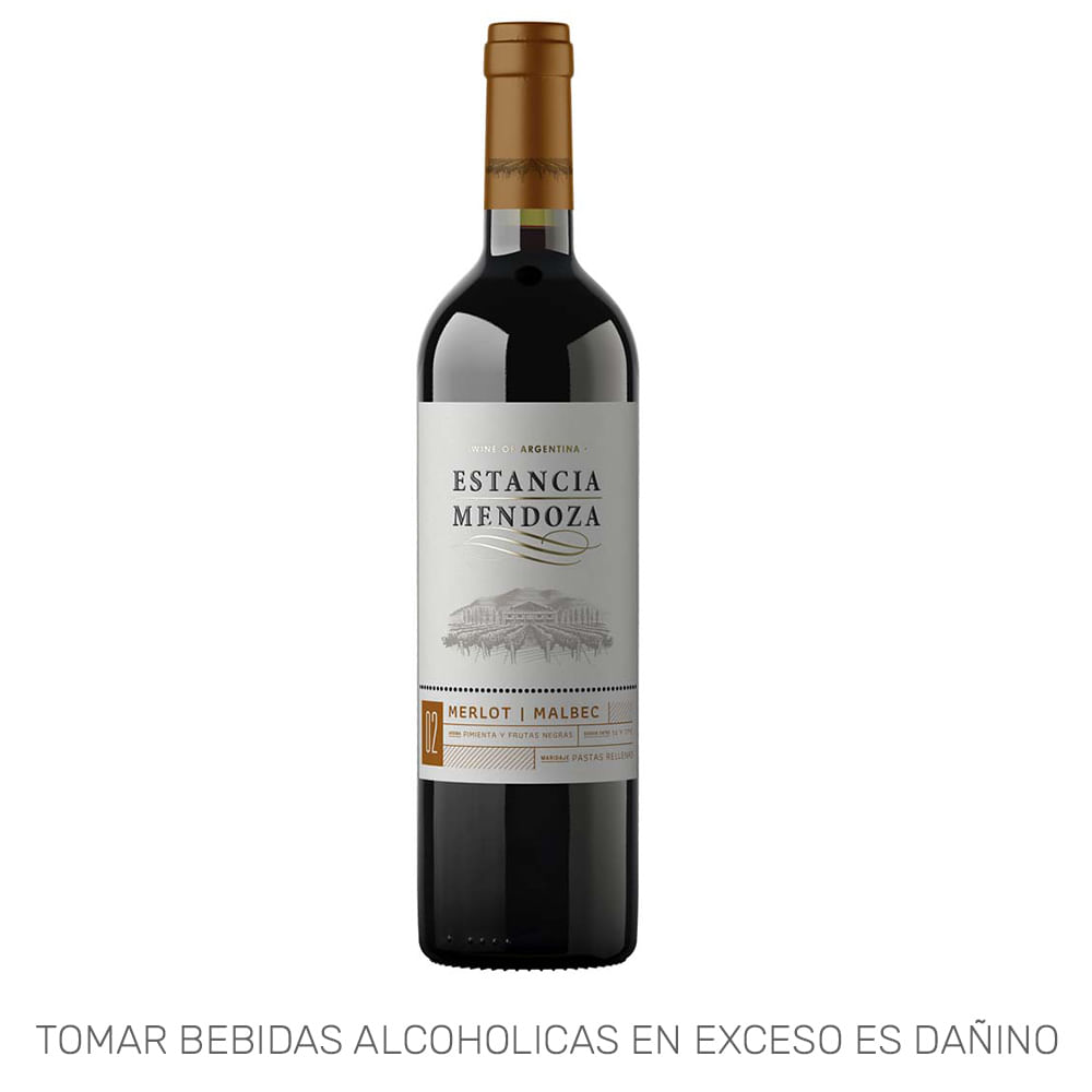 Vino Tinto ESTANCIA MENDOZA Merlot Malbec Bivarietal Botella 750ml