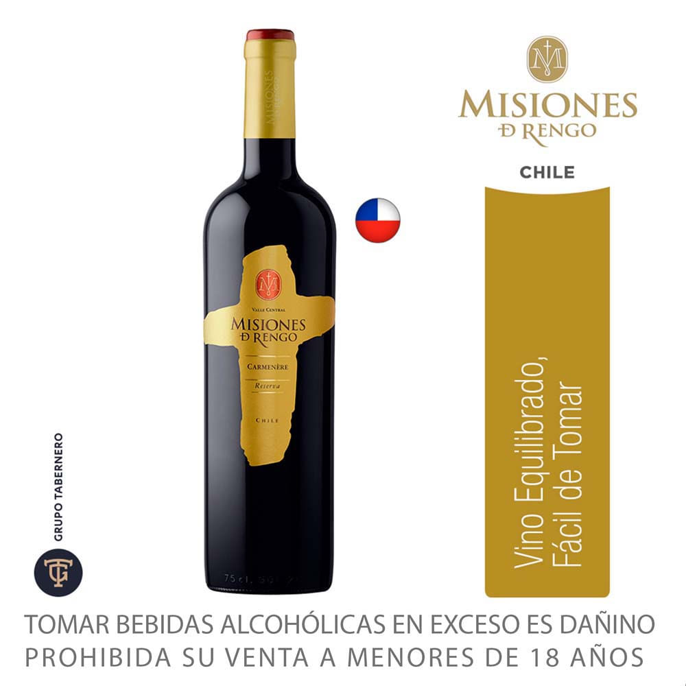 Vino Tinto MISIONES DE RENGO Reserva Carmenere Botella 750ml