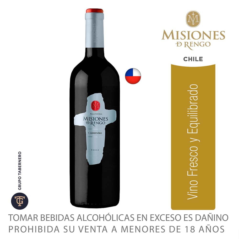 Vino Tinto MISIONES DE RENGO Carmenere Botella 750ml