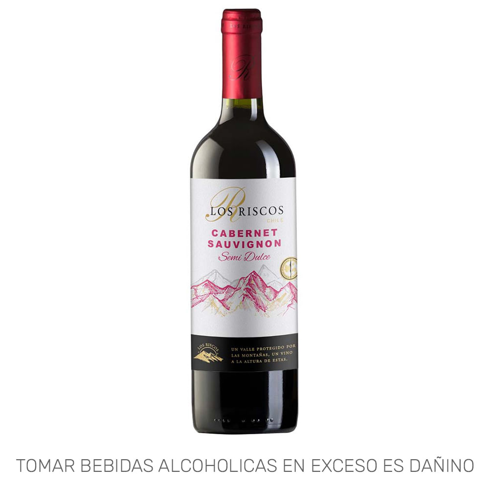 Vino Tinto LOS RISCOS Cabernet Sauvignon Semi Dulce Botella 750ml
