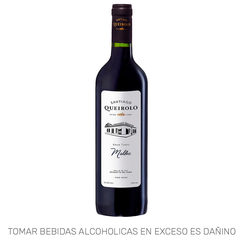 Vino Tinto SANTIAGO QUEIROLO Malbec Seco Botella 750ml