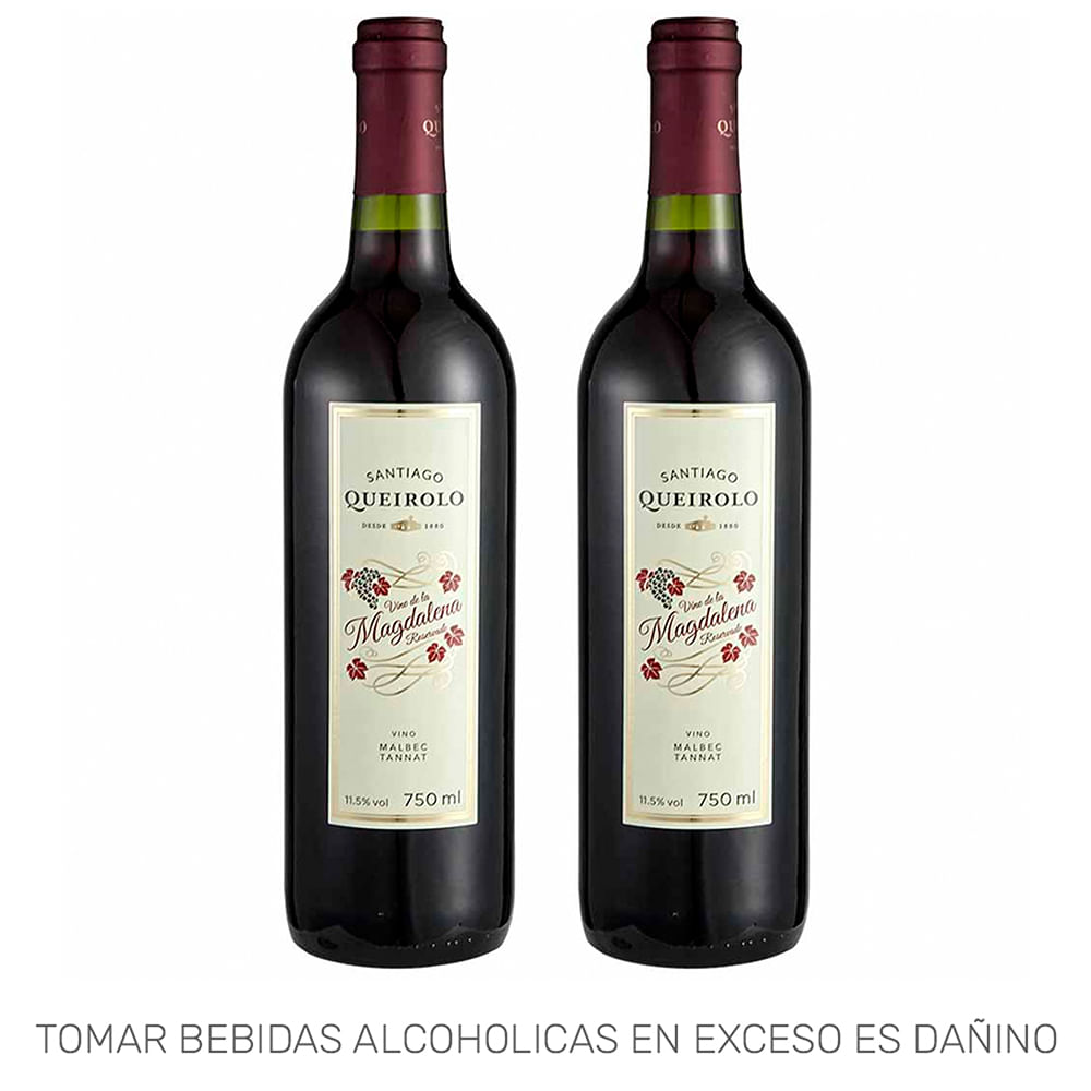 Vino Tinto Santiago Queirolo Magdalena Pack 2 Unid x 750 ml