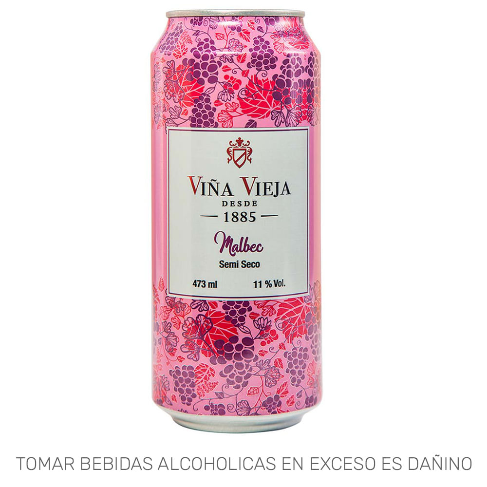 Vino Tinto VIÑA VIEJA Malbec Semi Seco Lata 473ml