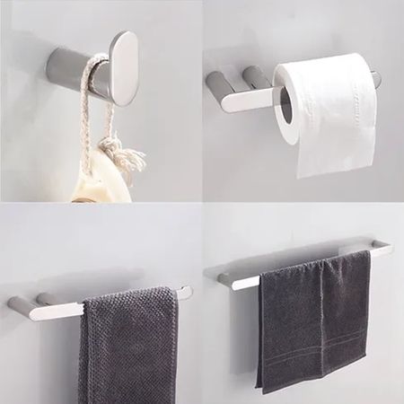 Set de 4 piezas modelo Premium  de Accesorios para baño en Acero Inoxidable  Color Plateado