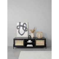 Mesa de TV Micro con Ratán Color Roble Negro TU MESITA