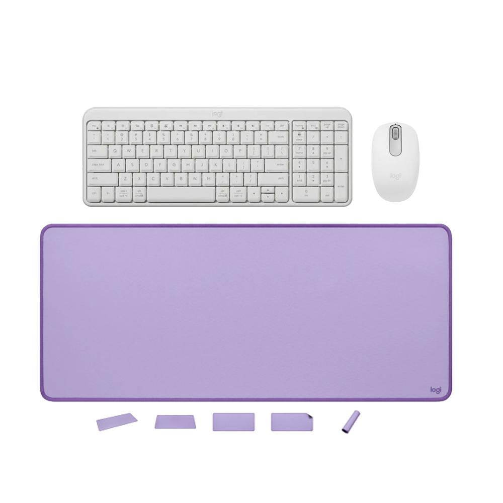 KIT LOGITECH TECLADO K250 MOUSE M196 BLANCO PAD MOUSE 30x70 LILA