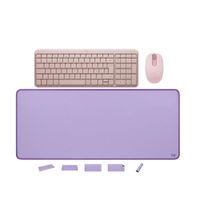 KIT LOGITECH TECLADO K250 MOUSE M196 ROSADO PAD MOUSE 30x70 LILA