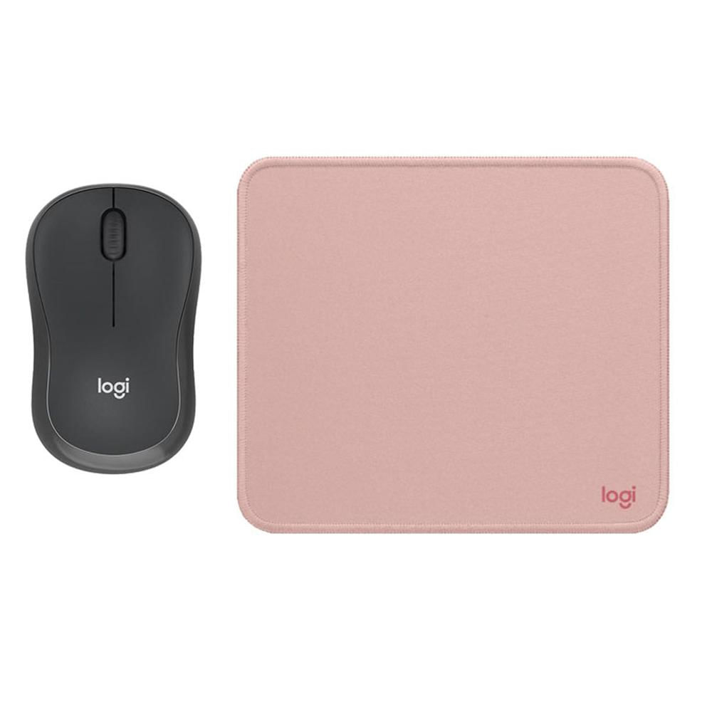 KIT LOGITECH MOUSE M240 NEGRO PAD MOUSE 20X23 ROSADO