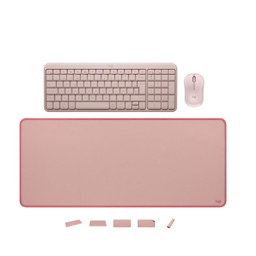 KIT LOGITECH TECLADO K250 MOUSE M240 PAD MOUSE 30x70 ROSADO