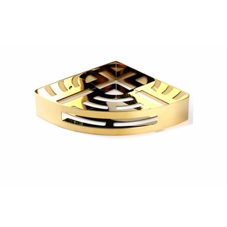 Repisa Organizador Esquinero con Percheros en Acero Inoxidable Color Dorado