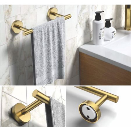 Set de Accesorios para baño  4 piezas modelo Cirlux en Acero Inoxidable Color Dorado