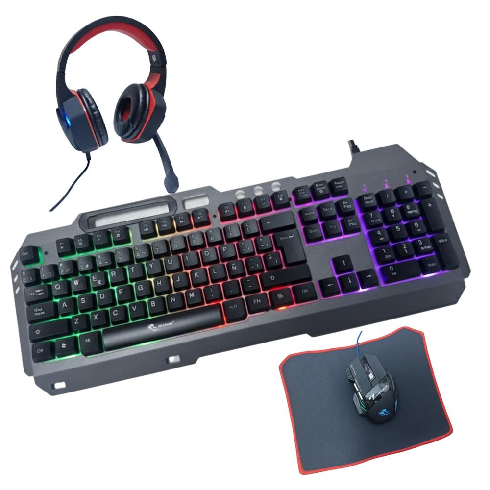 Kit 3 en 1 Teclado Gamer Mouse y Audífonos para Computadora