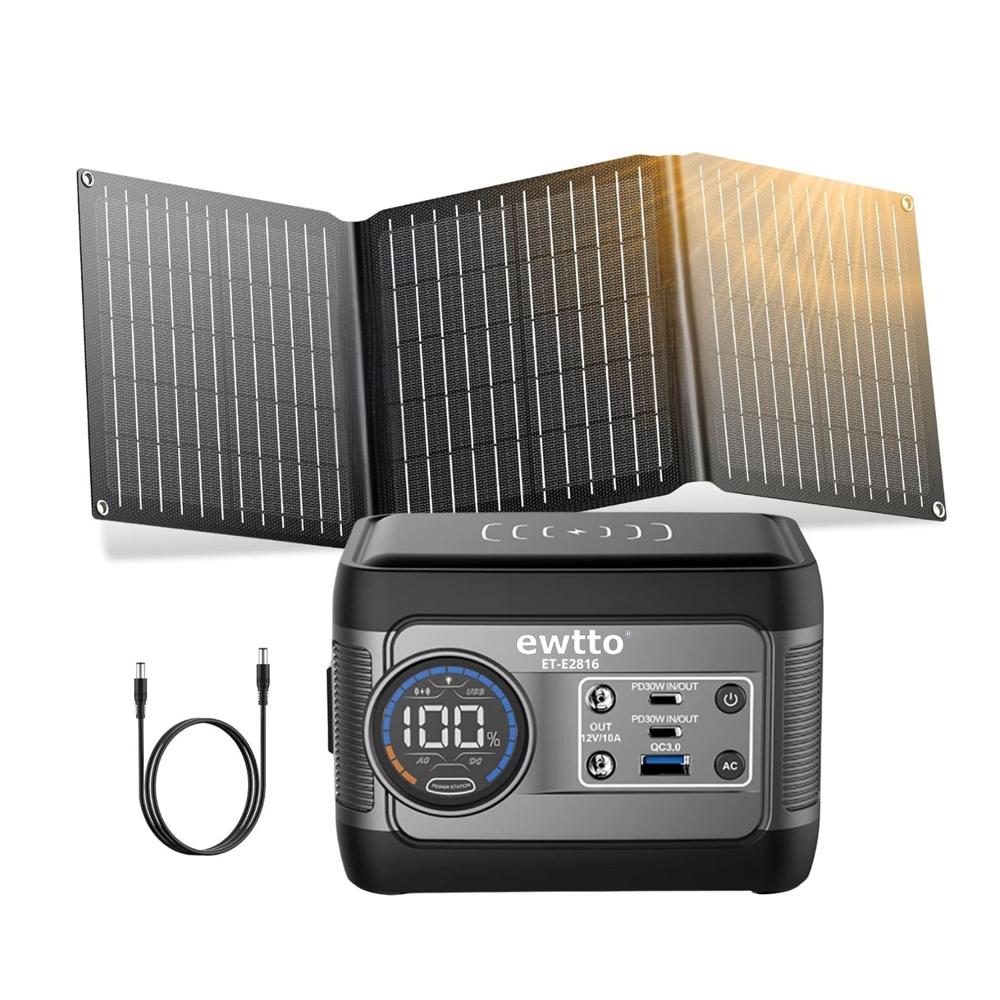 Estación de Energía Portátil 100W con Panel Solar Plegable USB-C PD 65W y Salida 220V