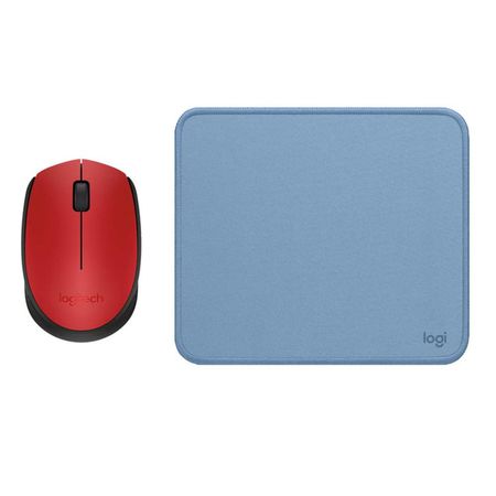 LOGITECH MOUSE M170 ROJO PAD MOUSE 200x230 AZUL GRIS
